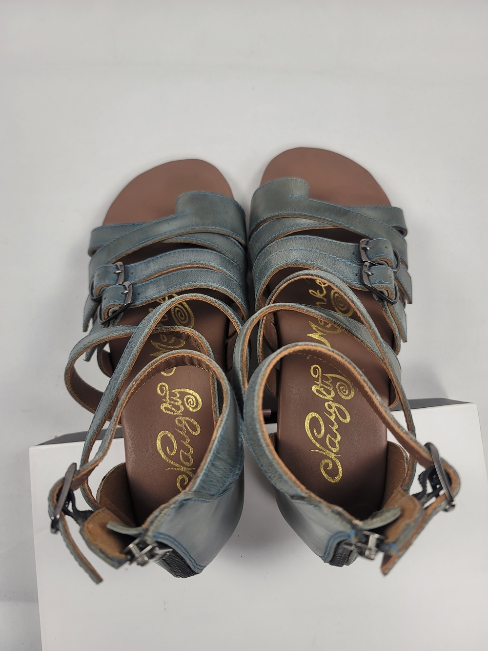 Naughty Monkey Blair Leather Gladiator Sandal Teal Size 9 NWOT